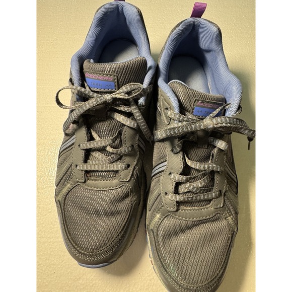 Skechers Hillcrest Womens 11 Gray Blue Shoes Sneakers Hiking Trail Outdoor Walk - Picture 2 of 6